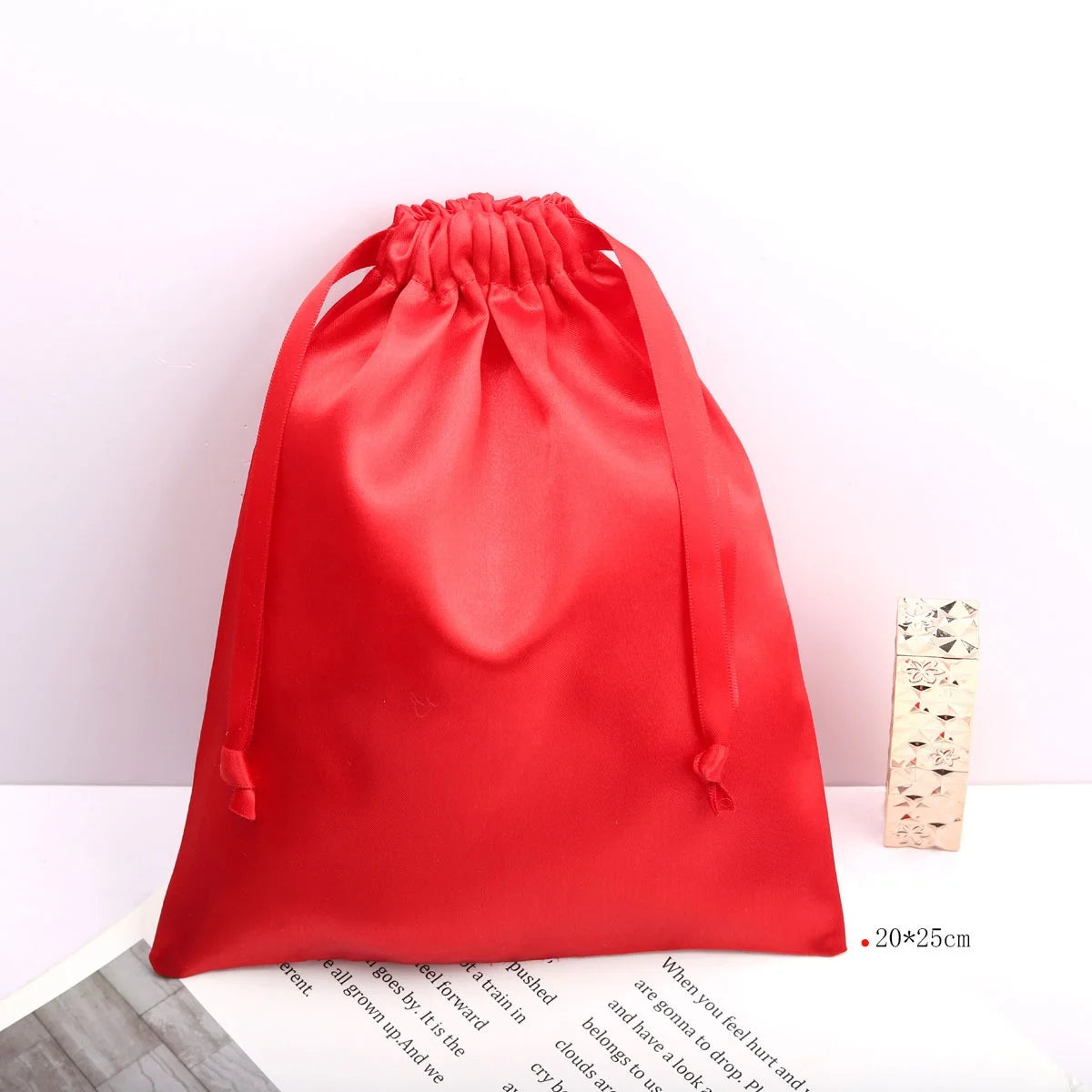 Wholesale Satin Drawstring Bag for Hair Extension Luxury Soild Wig Bundle Packing Dust Silk Satin Hair Bag