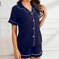 Women Soft Viscose Short Pajamas Summer Piping Cardigan Short Set Casual Home Wear Set for Women Ins Shortdoll Pijamas Set