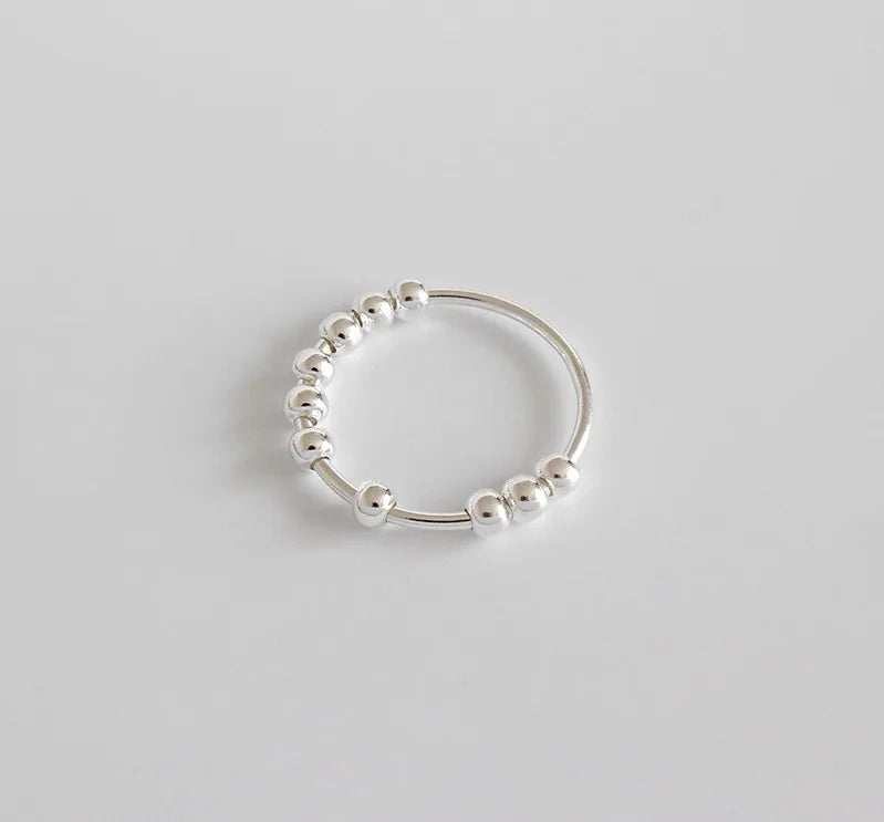 Anxiety Sliding Bead Ring 925 Sterling Silver Ten Bead Ring in Sterling Silver