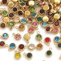Birthstone Stainless Steel Charms Necklace Bracelet Charm Crystal Rhinestone Pendant for Women for DIY Jewelry Making