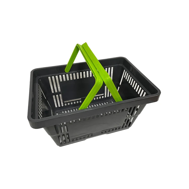 Store Durable Cheap Plastic Double Handles Basket Collapsible Shopping Basket Foldable