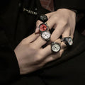 RisingMoon Finger Ring Watch Sleek Round Dial Elastic Quartz Finger Ring With Watch
