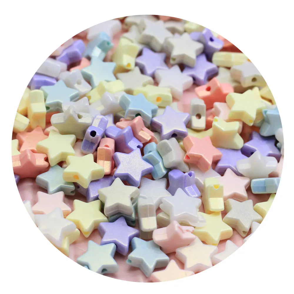 4*10MM Macaron Color Five-pointed Star Beads Assorted Mixed Color Pastel Star Loose Spacer Beads for DIY Jewelry Craft Making