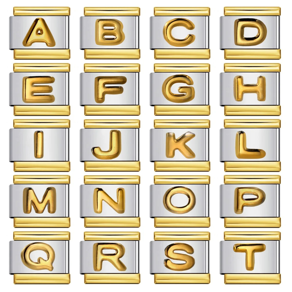 9mm DIY Splicing Module Chain Bangles Convex Letters Italian Charm Bracelets for Men Women Gold Plated Stainless Steel Trendy