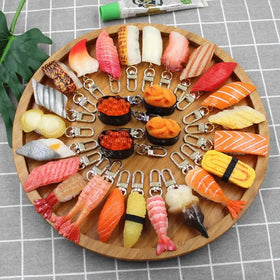 Japanese Realistic Sushi Fish Model Food Key Chains Pendant for Women Bag Decorate Charm Cuisine Resin Simulation Sushi Keychain