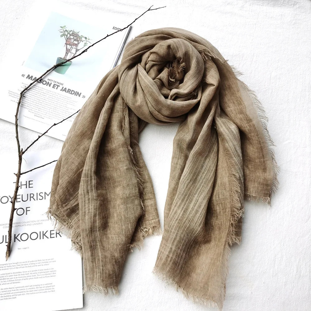 Fashion Women Soft Solid Color Shawl Beautiful Edge  Women Big Cotton Linen  Scarves Muslim Hijab