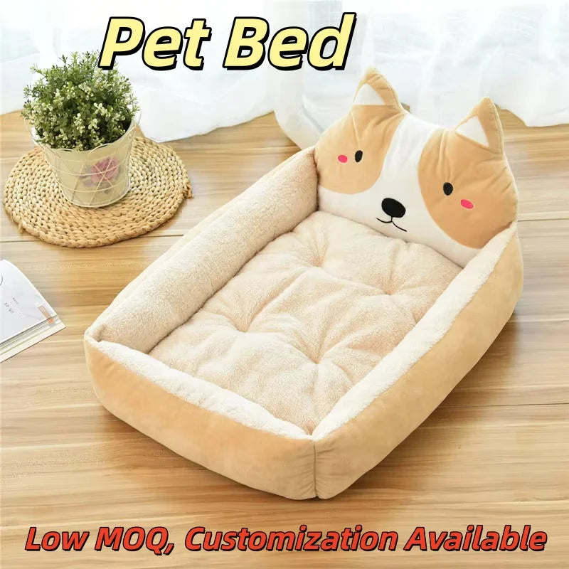 Dog Bed Removable and Washable Teddy Cartoon Pet Nest Pet Ssupplies Dog Bed Mat Pet Accessories Large Dog Golden Pictures Indoor
