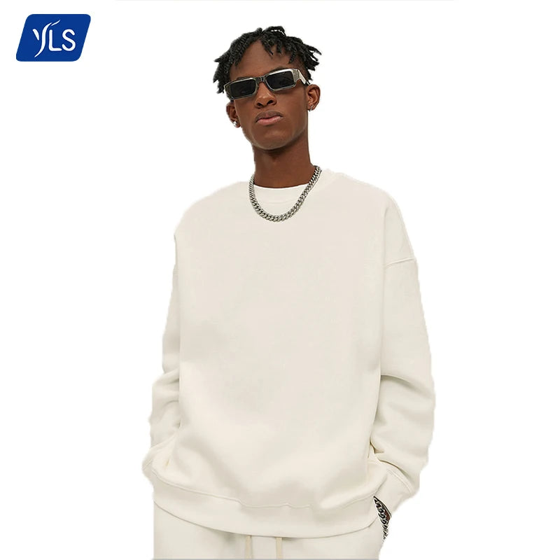 YLS Custom 350g 65% Cotton Winter Solid Unlined Crew Neck Sweatshirts Unisex Oversized