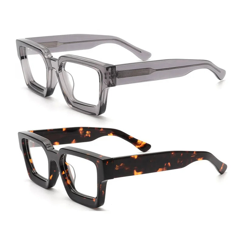 Hot Sale European and American Star Style Vintage Square Thick Ring Wide Leg Retro Acetate Plain Glasses Frame for Women