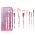 Custom Pink High Quality 10pcs Glitter Crystal Diamond Beauty Makeup Brush Set Tools Synthetic Cosmetic Makeup Brush Set