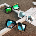 Custom Colors Square Oversized Sunglasses for Kids UV400 Lenses with Black and White PC Frame