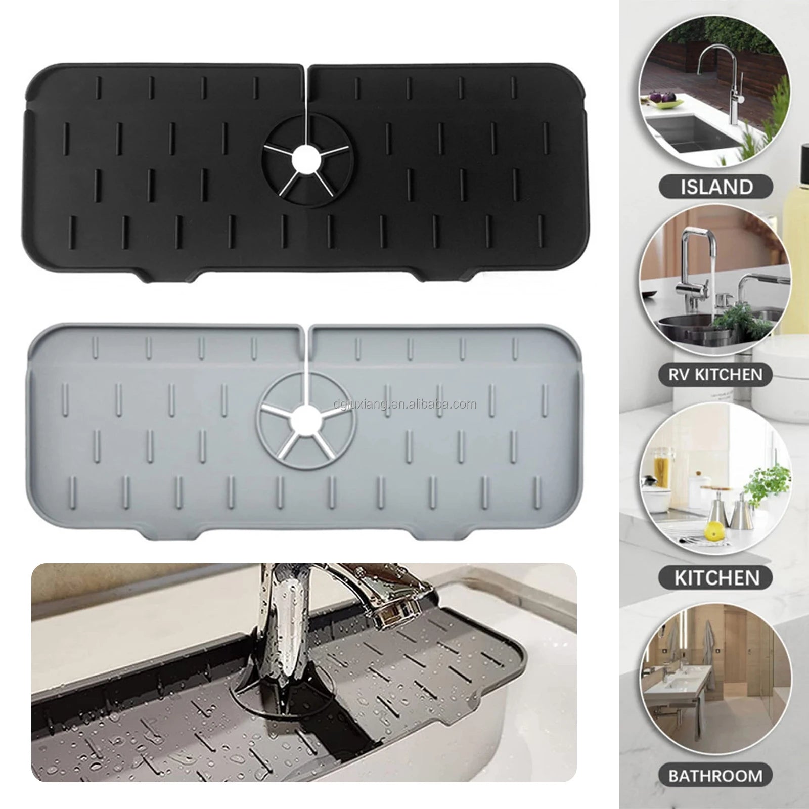 Kitchen Silicone Faucet Splash Guard Mat  Reusable Sink Draining Pad Faucet Water Catcher Mat Kitchen Accessories Gadgets