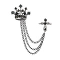 New Korean Jewelry Wild Cross Brooch Badge Women Suit Tassel Chain Men Crown Brooch Crystal Rhinestones Beaded Lapel Pin Brooch