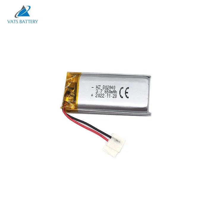 CE Certified High Capacity Lipo 802040 3.7V 650mAh Polymer Battery for Wearable Device