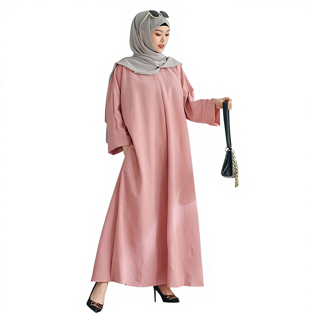 Eid Dubai Modest Girls Simple Muslimah Clothing Pocket Muslim Khimar Hijab Dress for Women Abaya Luxury 2023 Polyester Lanna