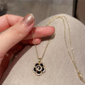 BINSHUO Camellia Gold - Plated Flower Micro Inlaid Zircon Clavicle Chain Korean Necklace Clavicle Chain