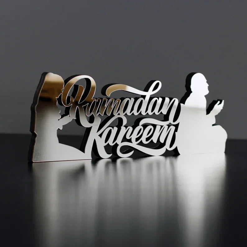 Pafu Ramadan Kareem Sign Wood Sign for Ramadan Party Decorations Islamic Decor for Table or Shelves for Party Supplies
