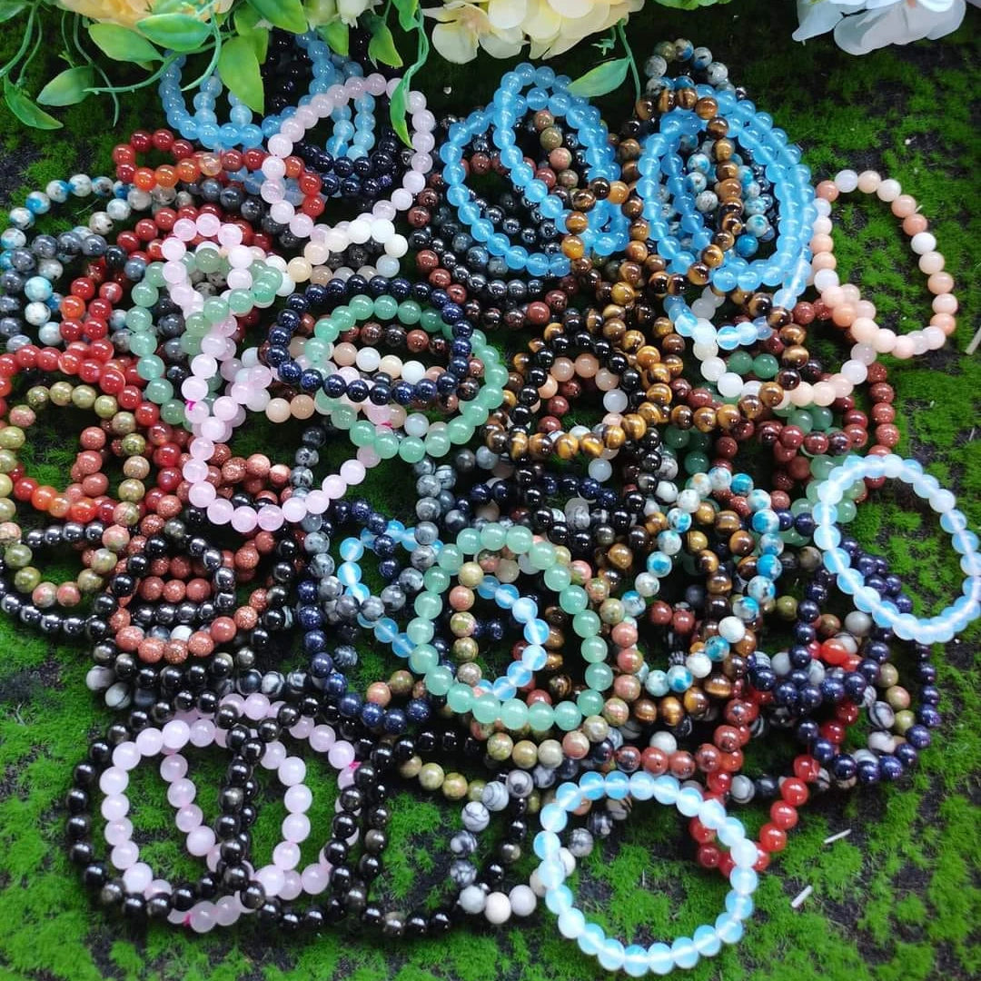 Factory Direct Custom Natural Stone 4/6/8 mm Beads Stack Luxury Precious Crystals Healing Power Feng Shui Yoga Stretch Bracelet