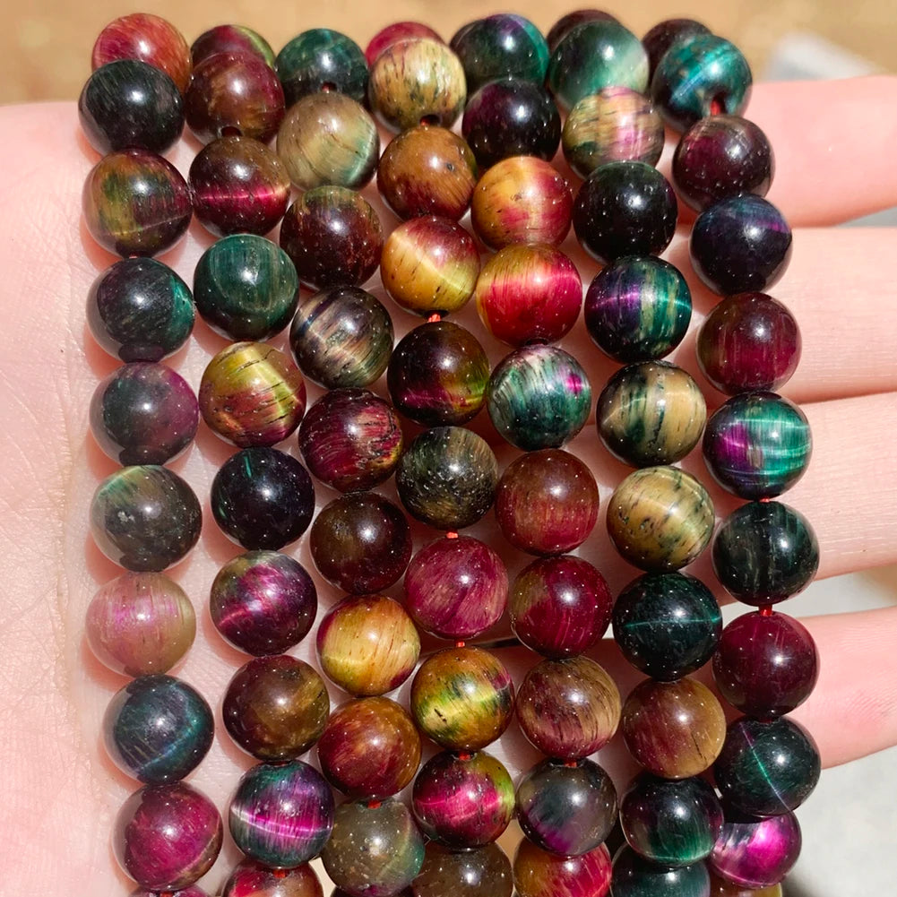 Wholesale Mixed Color Tiger Eye Stone Beads 6/8/10mm round for DIY Bracelet Charms Accessories