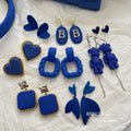 Fashion Women Klein Blue Earrings 925 Silver Needle Heart Style Wholesale Jewelry for Girls