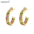 LUOTEEMI 2023 Large Gold Hoop Earrings Women Fashion European Trendy Rainbow Earring
