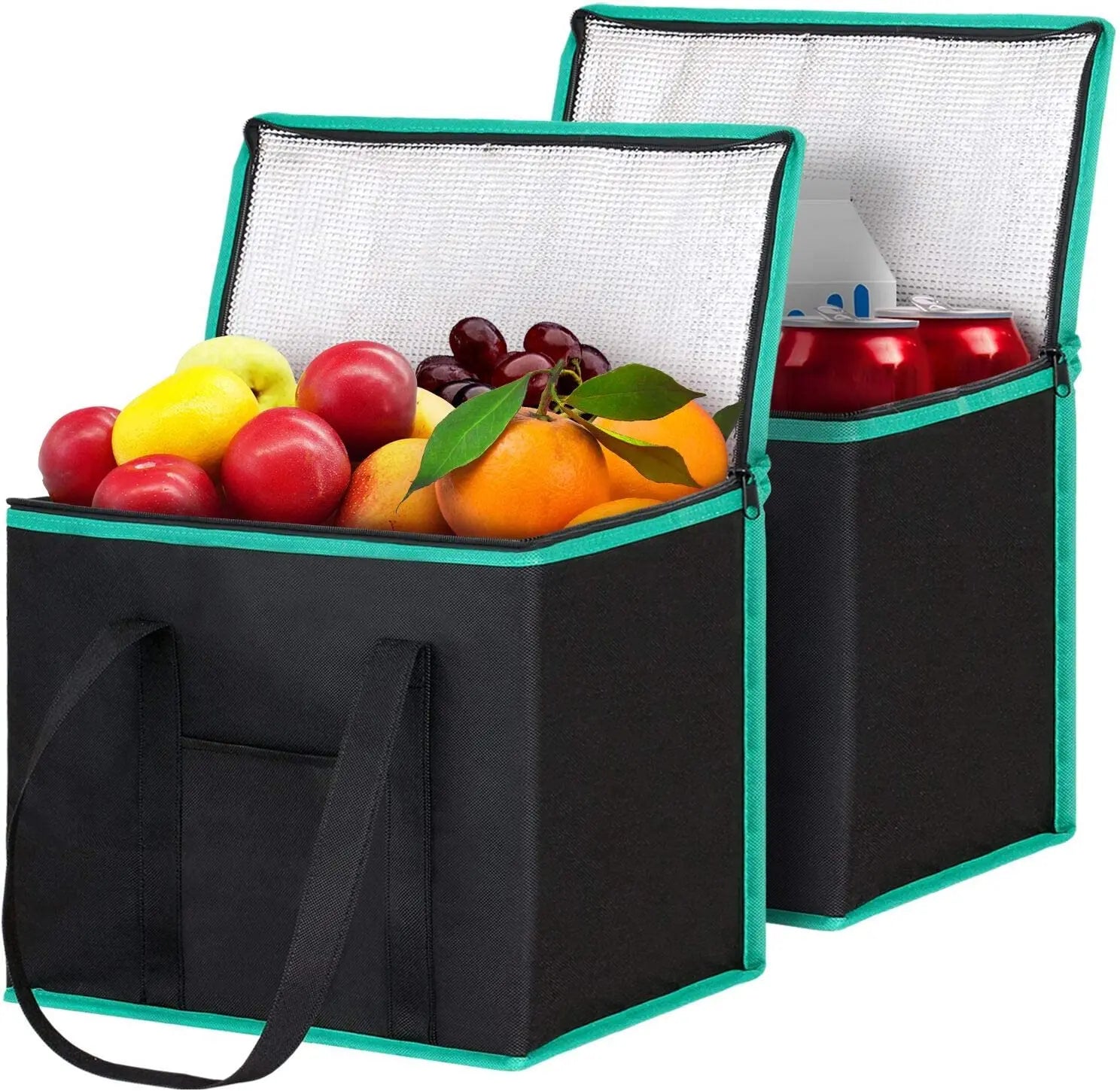Heavy Duty Picnic & Camping Cooler Bags with Zippered Top for Produce Food & Beverage Delivery Dot Pattern Shopping Grocery Bags