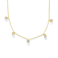 Fashion Jewelry 925 Sterling Silver Necklaces Geometric square Round Water Drop Diamond Gold Plated Necklaces for Women