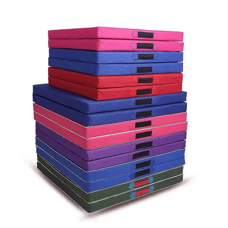 Thick Tri-Fold PU Yoga Mat with Carrying Handles for MMA Gymnastics and Home Gym Protective Flooring