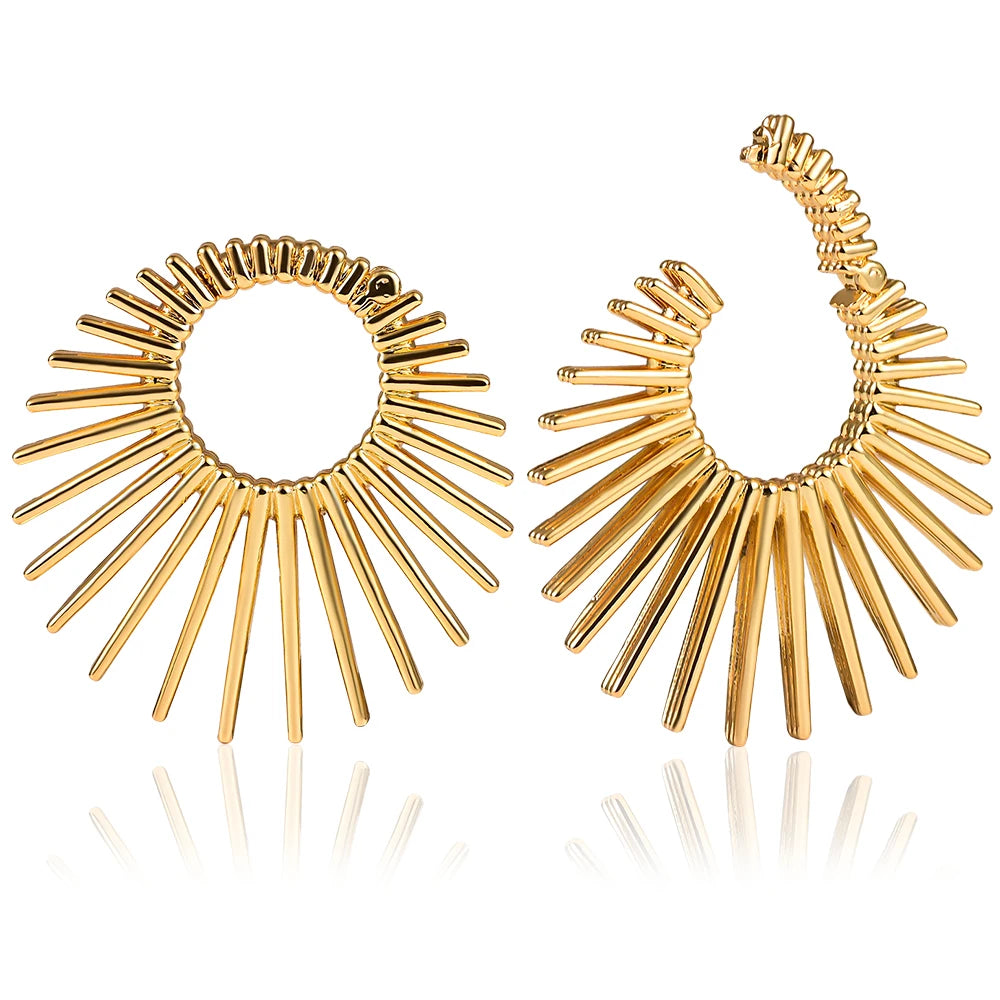 Evorte New Stainless Steel Gold Plated Statement Earrings Ear Expander Weights Tunnel Plug for Women Piercing Jewelry