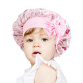 Hot Sell Kids Wide Band Sleep Hats Satin Hair Bonnets Floral Satin Bonnets With Tie Band