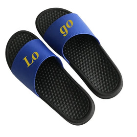 Drop Shipping Unisex EVA PVC White Blue Thick Massage Sole Print Picture Designer Custom logo Slippers Slides Sandals