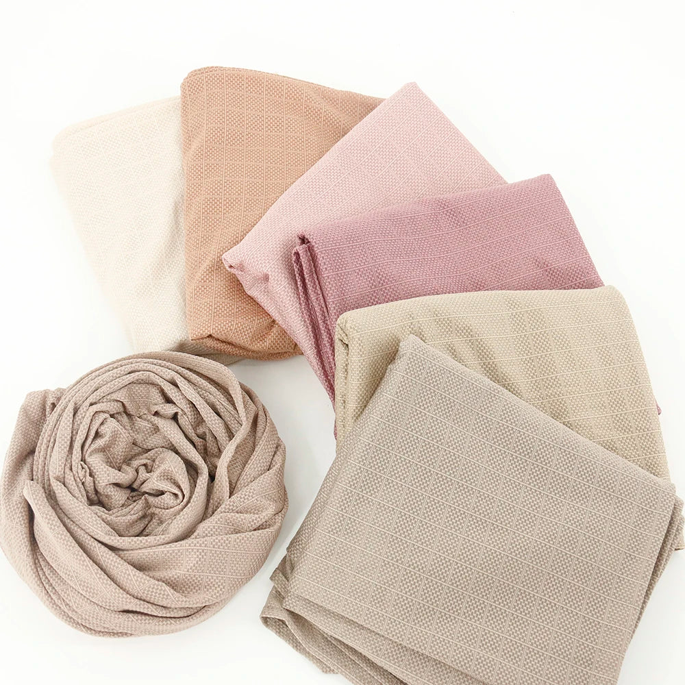 Hijab 2021 New Designer Custom Jersey Jacquard Weave High Quality Muslim Head Scarf Plain Shawl 70x170cm Mix 12 Colors Lace