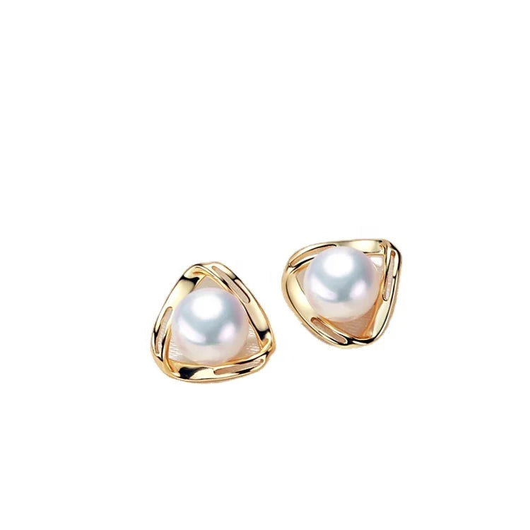 925 Sterling Silver Needle Pearl Earrings Latest Design Earrings Natural Freshwater Pearl Earrings