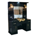 Modern European Style Barbershop Salon Mirror Station with Lights Single Side Wood Mirror Station