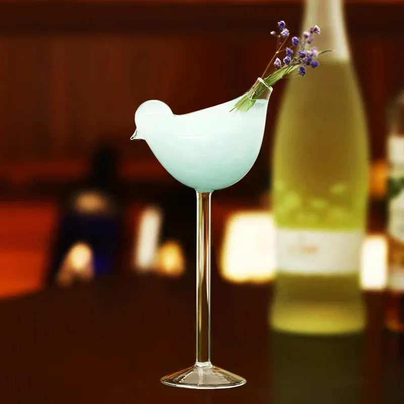 Hot Sale Unique Creative Design Cheap Bird Shape Glass Bottle bar Ware Cocktail Glass Cups