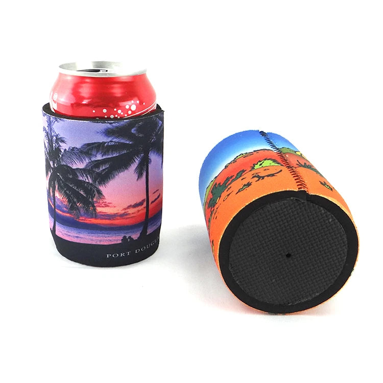 Factory Custom Neoprene Can Cooler Bag Sticky Bottom Can Sleeve Short Stick Coozies 5mm Short Stick Holder for Cans