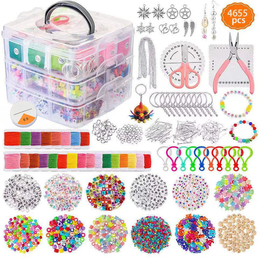 2024 DIY Early Education Set String Beads Necklace Colorful Acrylic & Lucite Beads for Little Hands