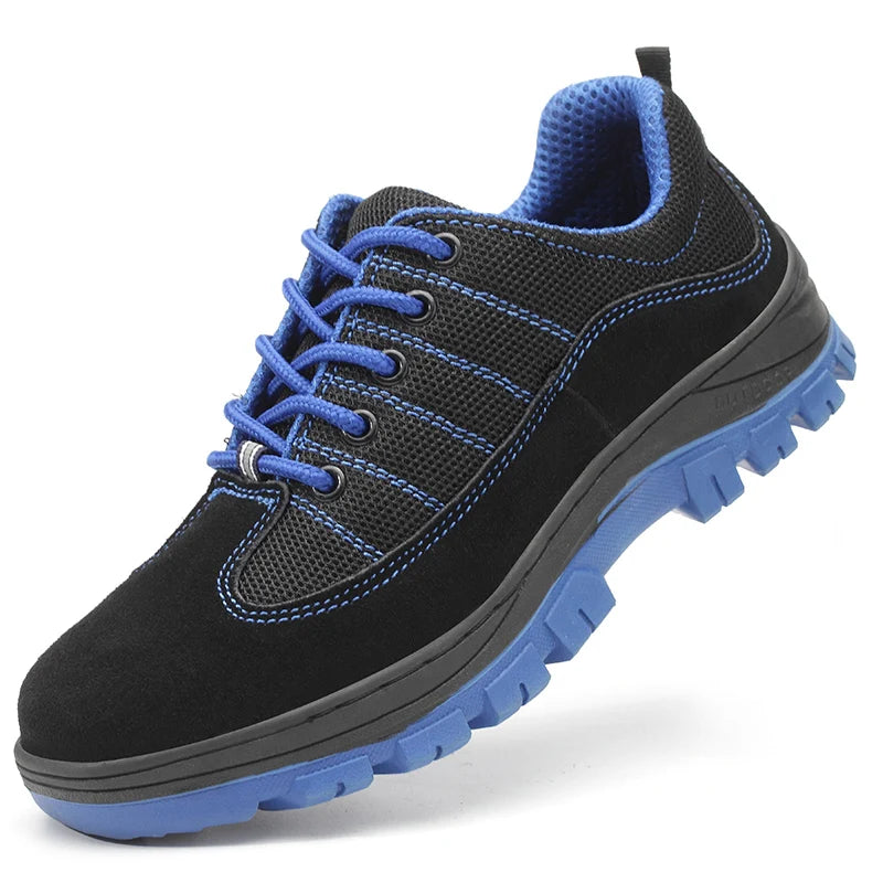 Safety Shoes That Combine Leather and Mesh Anti-smash Steel Head and Anti-puncture Midsole