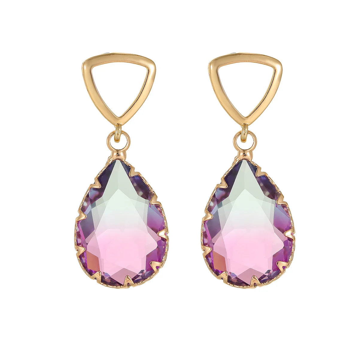 Natuna Classic Design Jewelry Brass Water Drop Zircon Earrings Brass Earrings Brass Plated Spiral Earrings for Woman