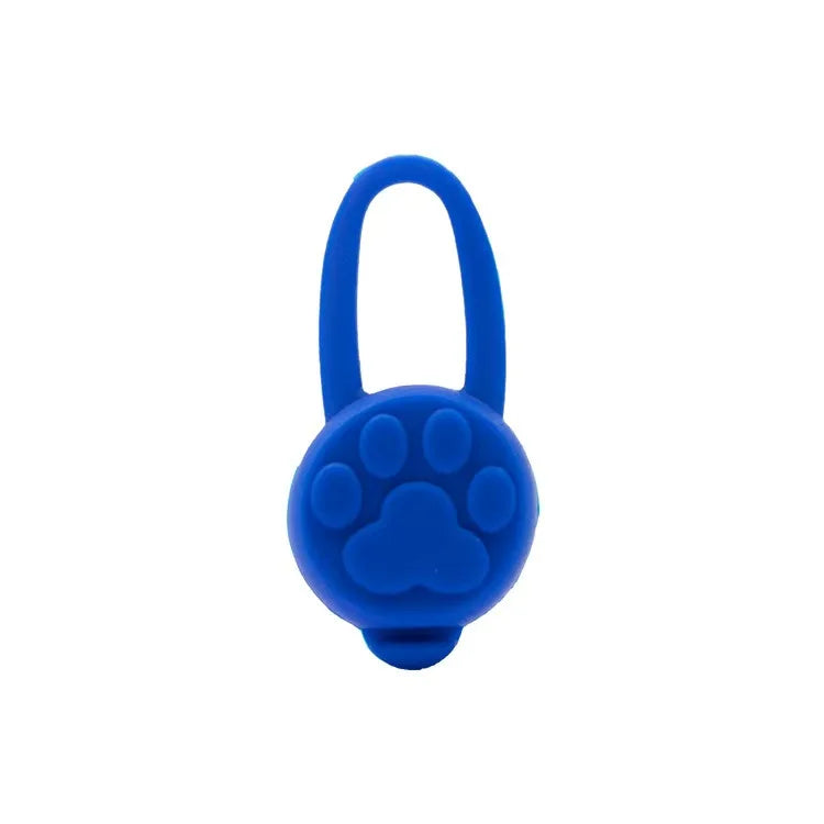 Blue Waterproof Pet LED Safety Light Clip-On Silicone Dog Collar Light with Paw Design for Outdoor Night Visibility