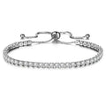 Fashion Single Row Shiny Crystal Push Women Bracelet Stainless Steel Big Diamond Adjustable Women Tennis Bracelet