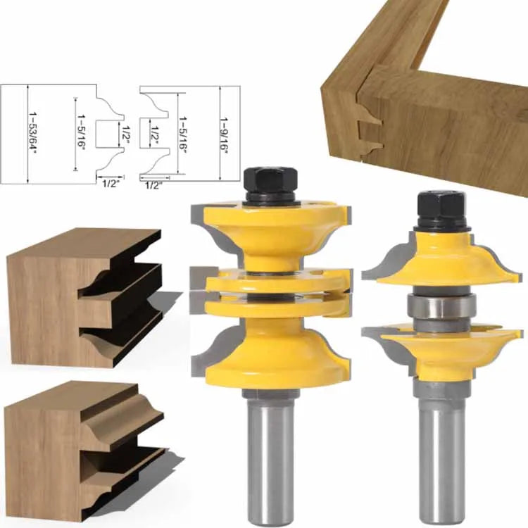 Rail Stile Router Set Tenon Entry Woodworking Milling Cutter Carbide Professional with PTFE Coating for Wood for Cabinet for DIY