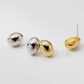 925 Sterling Silver Glossy Oval Round Bean Shape Stud Earrings for Women Fine Jewelry