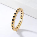 Hot selling Trendy S925 Sterling Silver 14k Gold Black Zirconia Pave Eternity Ring For Women