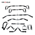 Iroga Durable Steel Fitness Cable Machine Accessories Lat Pull Down Attachment Handles with Rack