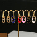 EC1672 18K Gold Plated Crystal CZ Micro Pave Enamel Soda Tabs Charm Huggie Earrings