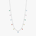 Fashion Beaded Choker Necklace for Women Fine Jewelry 925 Sterling Silver Rainbow Colorful Cubic Zirconia Charm Necklace