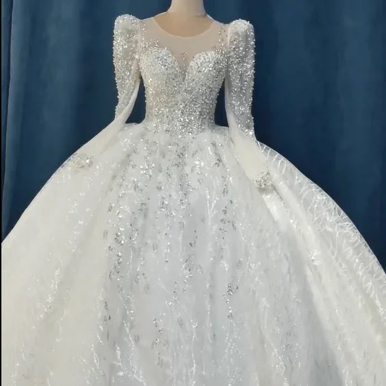 S8557F 2026 Hot Selling Bohemian Style Luxury With Lace Decoration A-Line Silhouette Heavy Workers Bride Pattern Wedding Dress