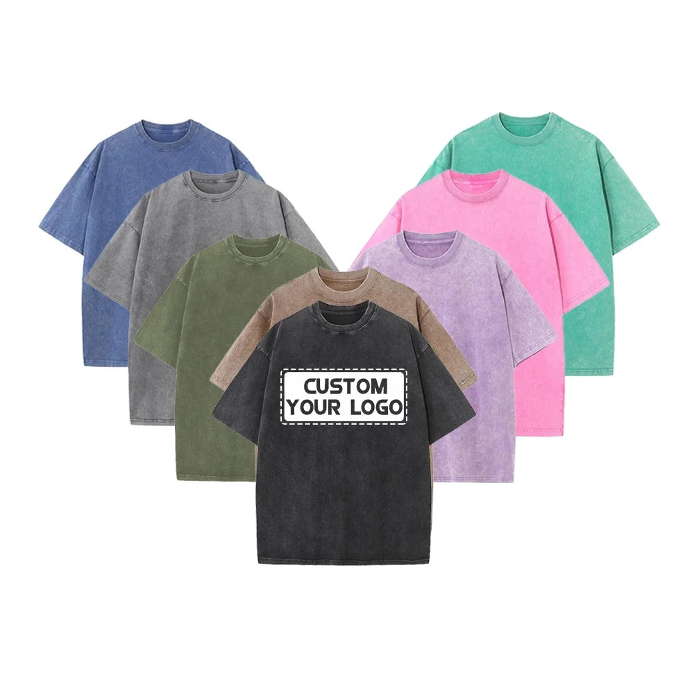 Customised Unisex Washed 100% Cotton T Shirts Men's Acid Washed T Shirts Women's Oversize Plus Size Vintage T Shirts for Men