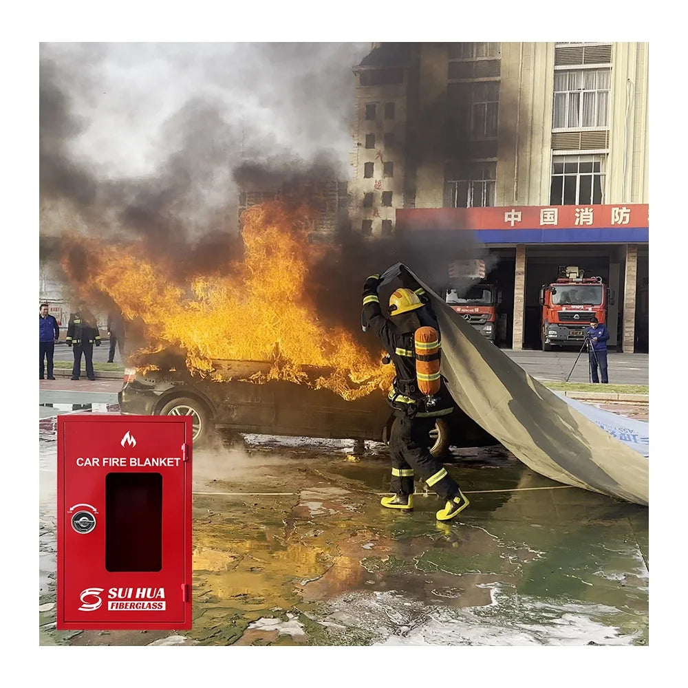 EN 13501 CE Certified 6X8 m 19.8X26 Ft Extreme Emergency Lithium Car Fire Blanket EV